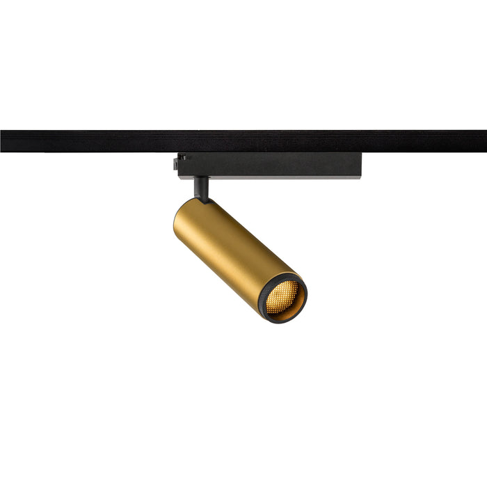 Bottom view product picture of SLV Aluminium GRIP! M, 1~ spot, cylindrical, 2000-3000K, 15W, dim-to-warm, PHASE, 42°, gold / black