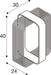 Technical drawing with dimensions of a white, rounded rectangular metal towel bar.
