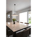 White metal pendant light fixture, ceiling mounted.