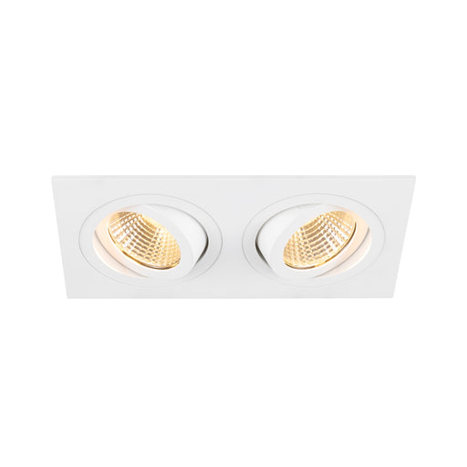 SLV Aluminium NEW TRIA® 155, recessed ceiling light, square, 3000K, two-lamp, PHASE, 38°, white