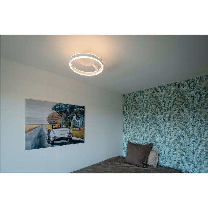 White metal flush mount LED ceiling light fixture.