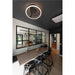 Modern black metal ring LED ceiling light fixture.
