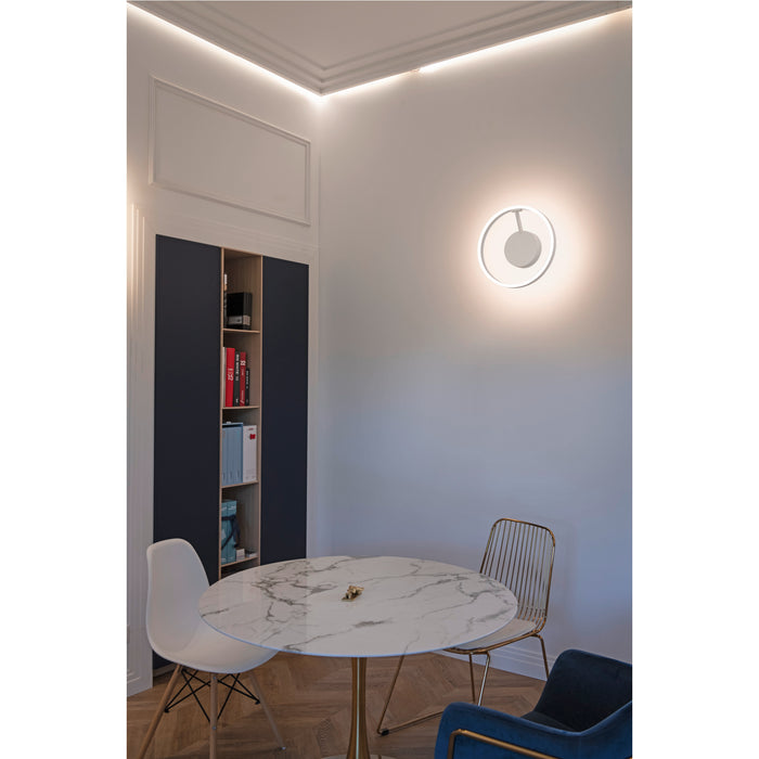 White metal wall-mounted LED light fixture.