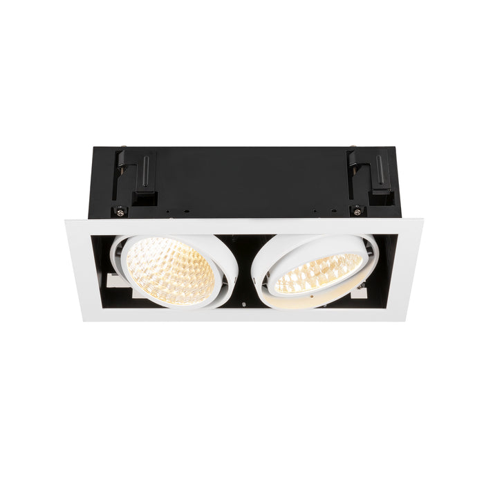SLV Aluminium KADUX, recessed ceiling light, double, 3000K, DALI 2, touch, 30°, white