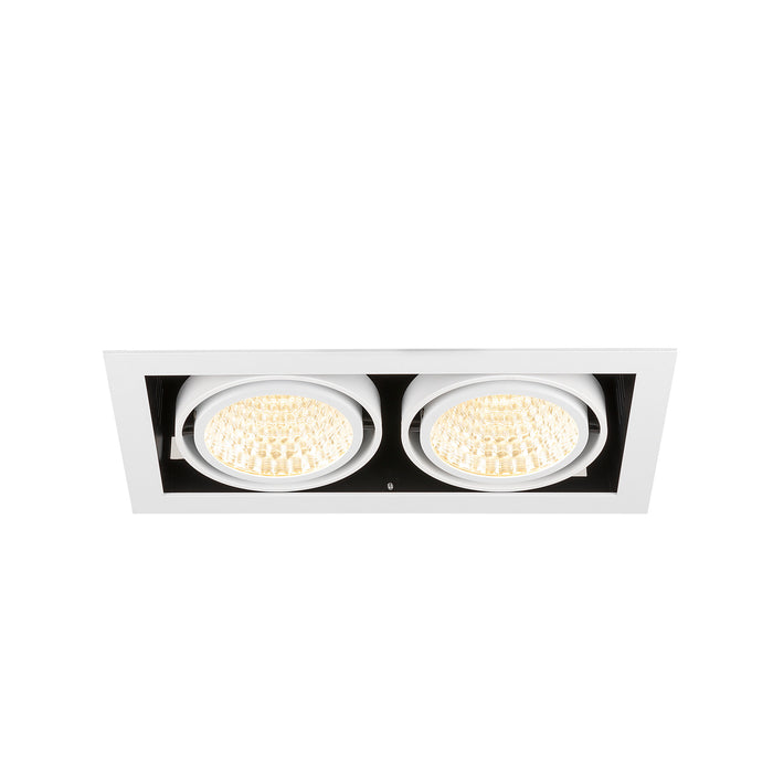 Bottom view product picture of SLV Aluminium KADUX, recessed ceiling light, double, 3000K, DALI 2, touch, 30°, white