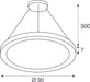 Dimensioned drawing of SLV MEDO® RING 90, pendant light, pendant length 300cm, 3000/4000K, 110°, PHASE, white