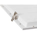 White metal access panel with latch.