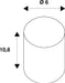 Technical drawing of a white cylinder with dimensions 6mm diameter and 10.8mm height.