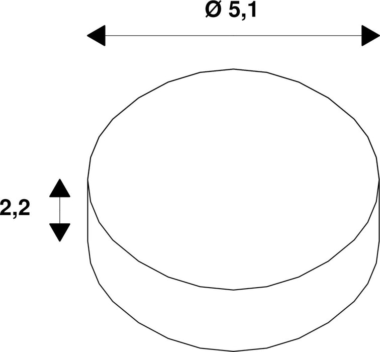 Dimensioned drawing of SLV LED driver 10W, 320mA, round