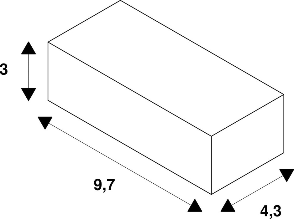 Dimensioned drawing of SLV LED driver 53W, 650-1400mA, DALI