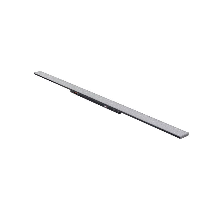 Gray aluminum LED strip light fixture.