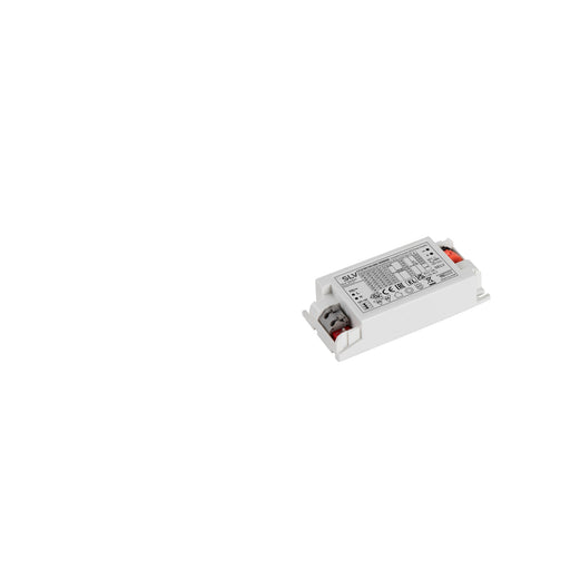 White plastic SLV constant current LED power supply with terminal blocks and product information label.