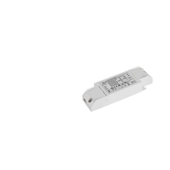 White plastic SLV LED power supply unit with technical specifications label.