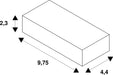 White rectangular block diagram with dimensions 2.3, 4.4, and 9.75.