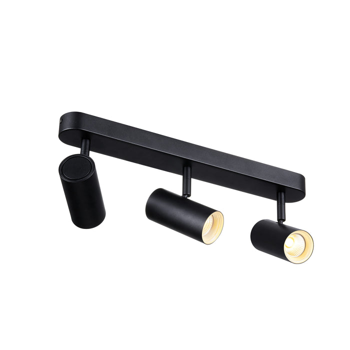 Sloping product picture of SLV NOBLO®, wall and ceiling-mounted light, triple, round, 2000-3000K, 22W, dim-to-warm, PHASE, 36°, black