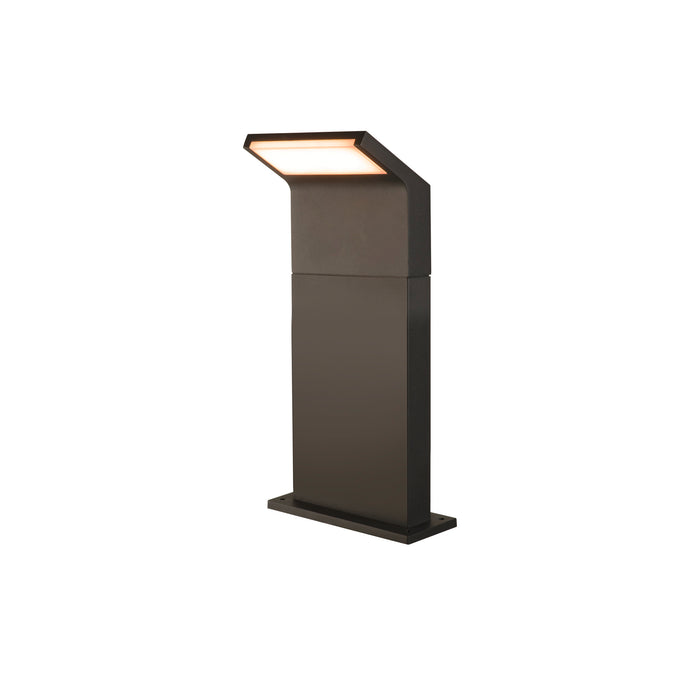 Dark bronze finish aluminum LED path light, surface mounted.