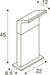 Technical drawing of a bollard light fixture with dimensions.