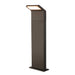Modern dark bronze finish aluminum bollard light, surface mounted.