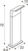 Technical drawing of a bollard light fixture with dimensions.