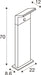 Technical drawing of a bollard light fixture with dimensions.