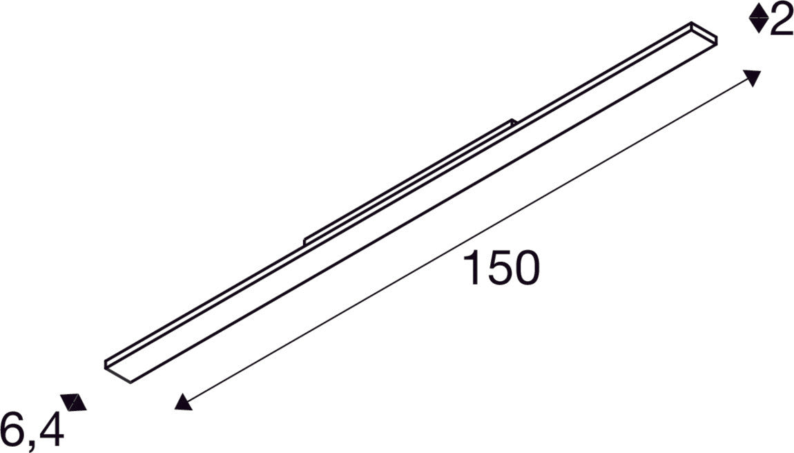 Dimensioned drawing of SLV Aluminium SIGHT EASY, 3~ spot, rectangular, 4000K, 41W, DALI, 25°, white