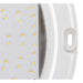 Close-up of a white LED light fixture with a mounting slot.