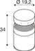 Technical drawing of a cylindrical standoff with dimensions 19.2mm diameter and 34mm height.