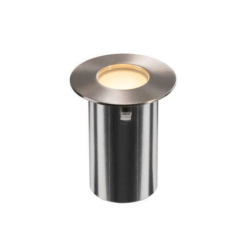 Stainless steel in-ground well light, brushed finish, silver.