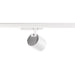White track lighting fixture, cylinder shape, matte finish, mounted on white track.