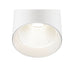White cylinder surface-mounted light fixture with textured reflector.