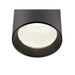 Black metal recessed downlight fixture.