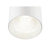 White cylinder surface-mounted light fixture with textured interior.