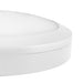 Close-up of a white, round, flush-mount ceiling light fixture.
