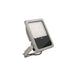 Silver aluminum LED flood light with bracket mount.