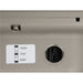 Close-up of a gray metal fixture showing wattage settings and a switch.