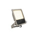 SLV LED outdoor floodlight, aluminum, sand grey finish, with bracket mount and motion sensor.