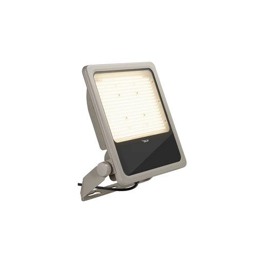 Gray SLV LED floodlight with bracket mount.