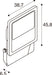 Technical drawing of a surface-mounted light fixture with dimensions 38.7, 45.8, and 6.5.