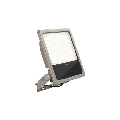 SLV LED floodlight, gray finish, bracket mounted.
