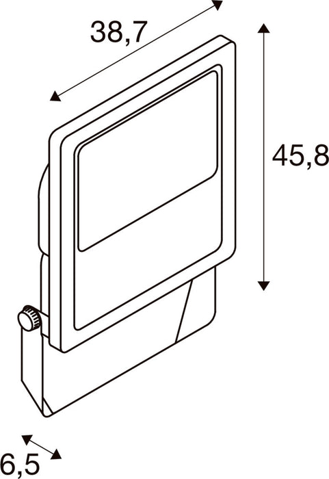 Technical drawing of a surface-mounted light fixture with dimensions 38.7, 45.8, and 6.5.