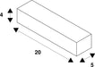 White rectangular block diagram with dimensions 20x5x4.