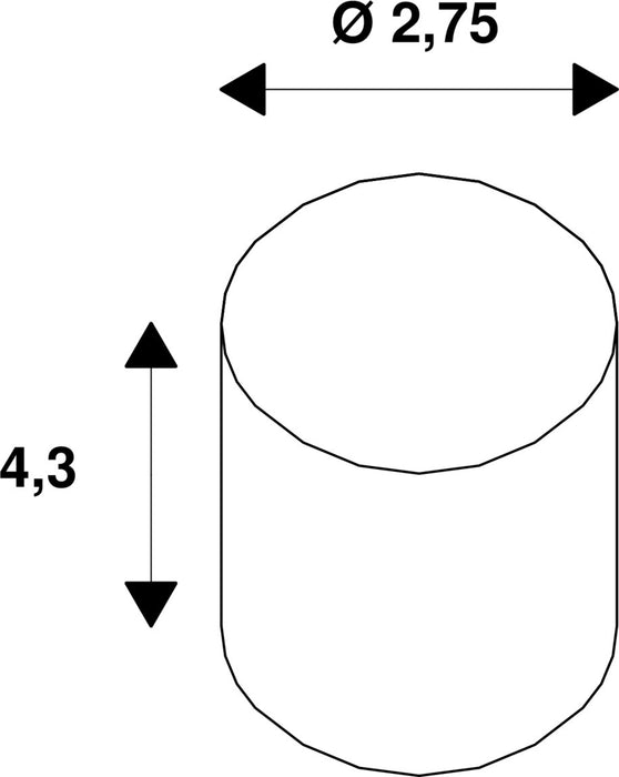 Technical drawing of a cylindrical part with dimensions 2.75 diameter and 4.3 height.
