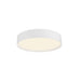 White metal flush mount ceiling light fixture.