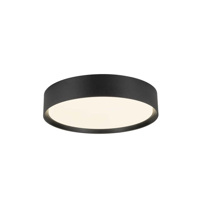 Round LED ceiling light fixture, black finish, surface mount.