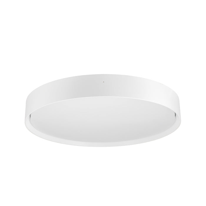 White metal flush mount ceiling light fixture.