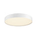 White round flush mount ceiling light fixture.
