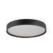 Black metal round LED ceiling light fixture with white diffuser.