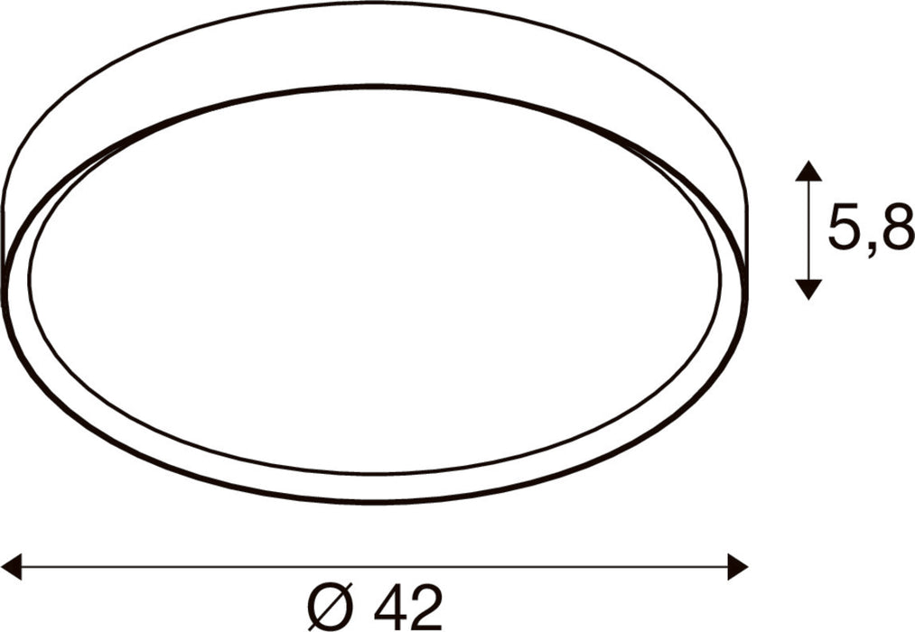 Technical drawing of a round, surface-mounted light fixture with dimensions.