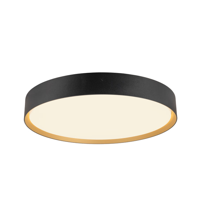 Black metal round LED ceiling light fixture, flush mount.