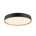Black metal round LED ceiling light fixture, flush mount.
